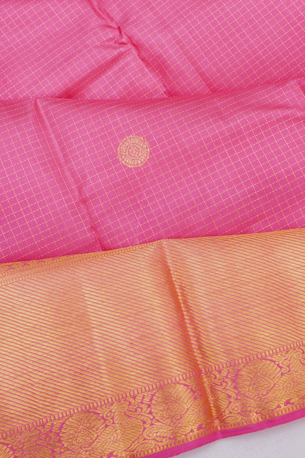 Kanchipuram Silk Checks And Butta Pastel Pink Saree