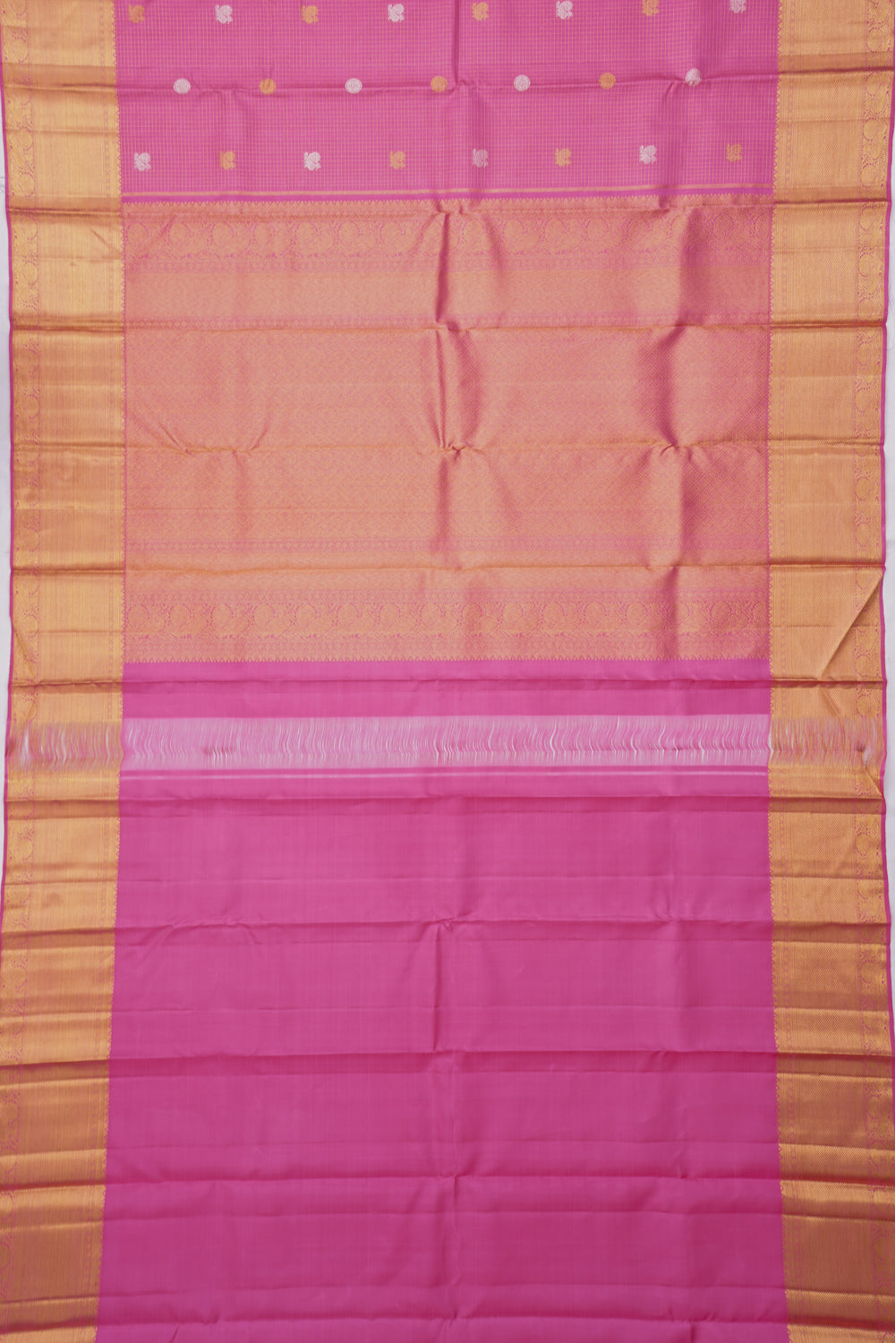Kanchipuram Silk Checks And Butta Pastel Pink Saree