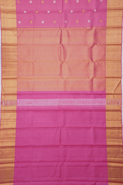 Kanchipuram Silk Checks And Butta Pastel Pink Saree