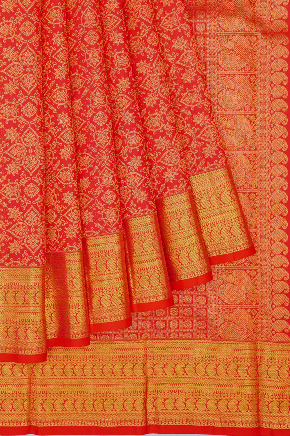 Kanchipuram Silk Brocade Red Saree