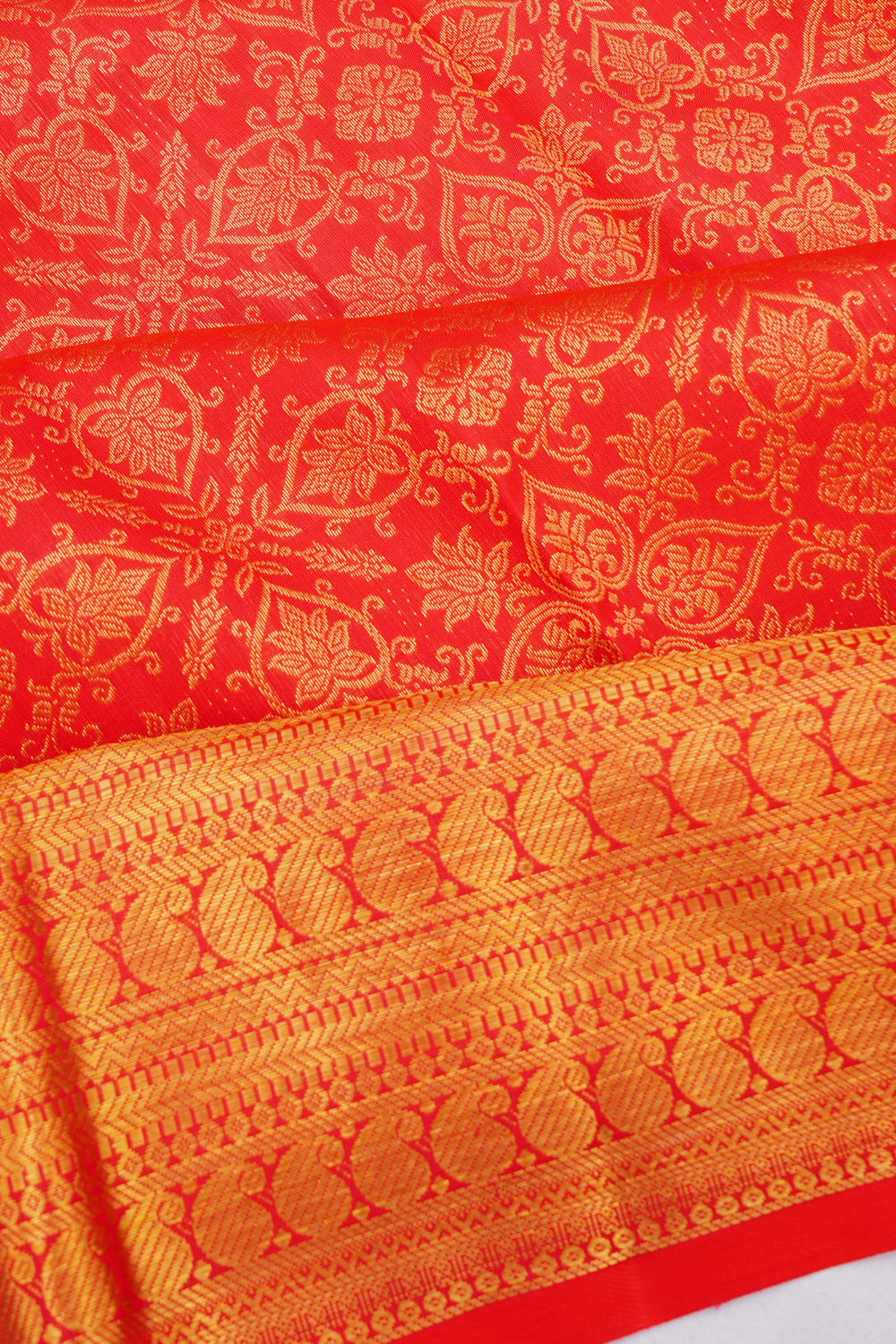 Kanchipuram Silk Brocade Red Saree