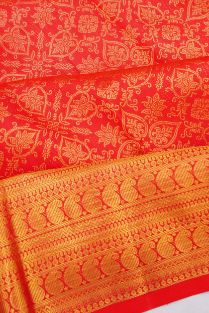 Kanchipuram Silk Brocade Red Saree