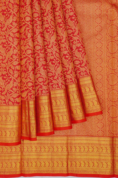 Kanchipuram Silk Brocade Red Saree