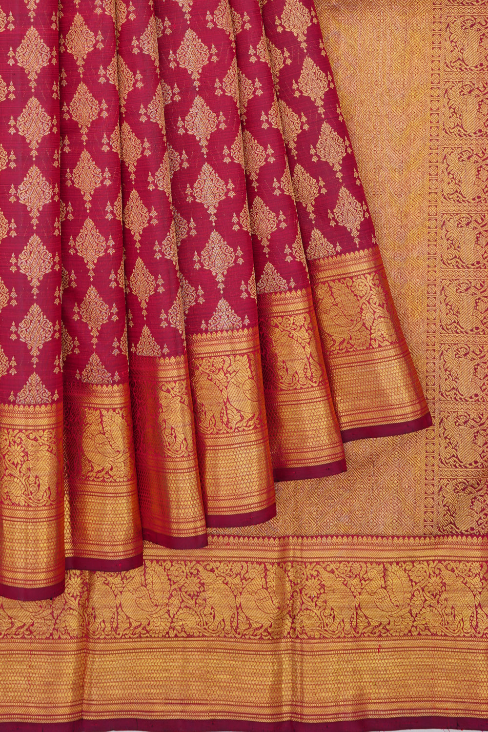 Kanchipuram Silk Brocade Maroon Saree