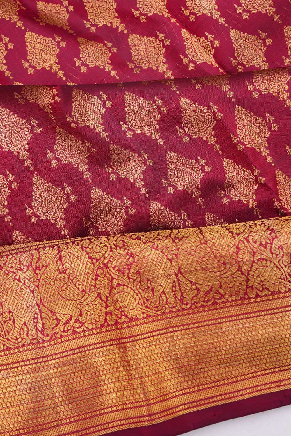 Kanchipuram Silk Brocade Maroon Saree