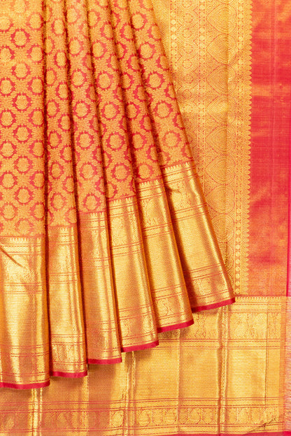Kanchipuram Silk Tissue Brocade Red Saree