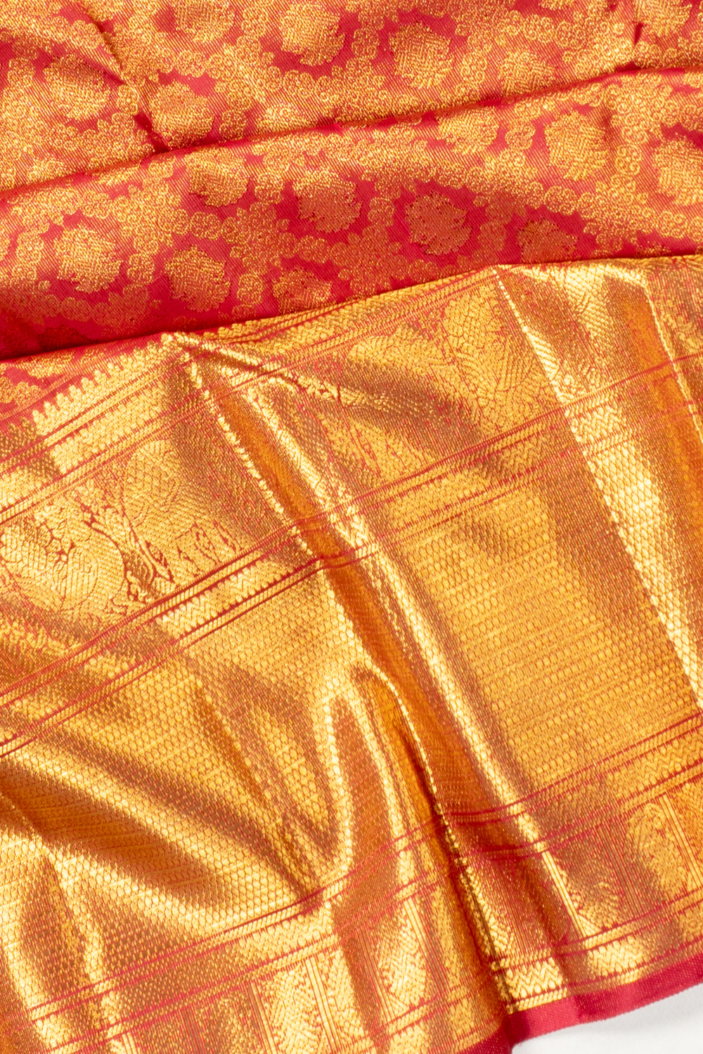 Kanchipuram Silk Tissue Brocade Red Saree