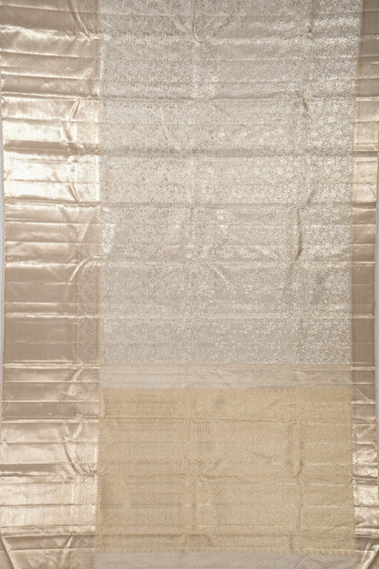 Kanchipuram Silk Tissue Brocade Cream Saree