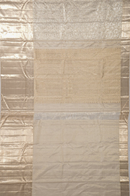 Kanchipuram Silk Tissue Brocade Cream Saree