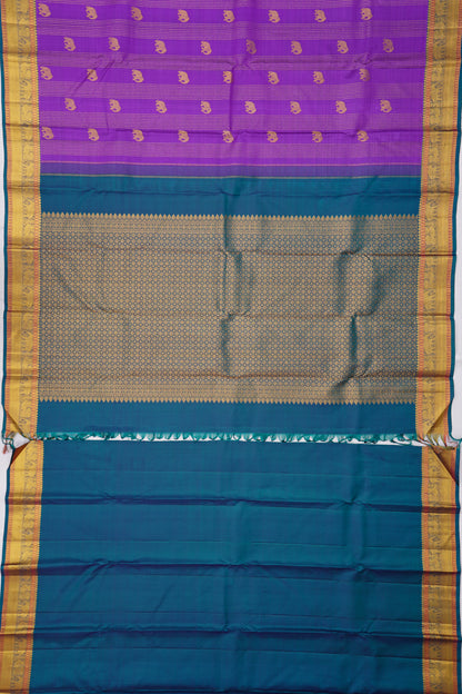 Kanchipuram Silk Lines And Yaani Butta Purple Saree