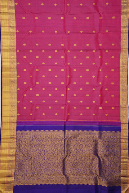 Kanchipuram Silk Vertical Lines And Butta Purple Saree