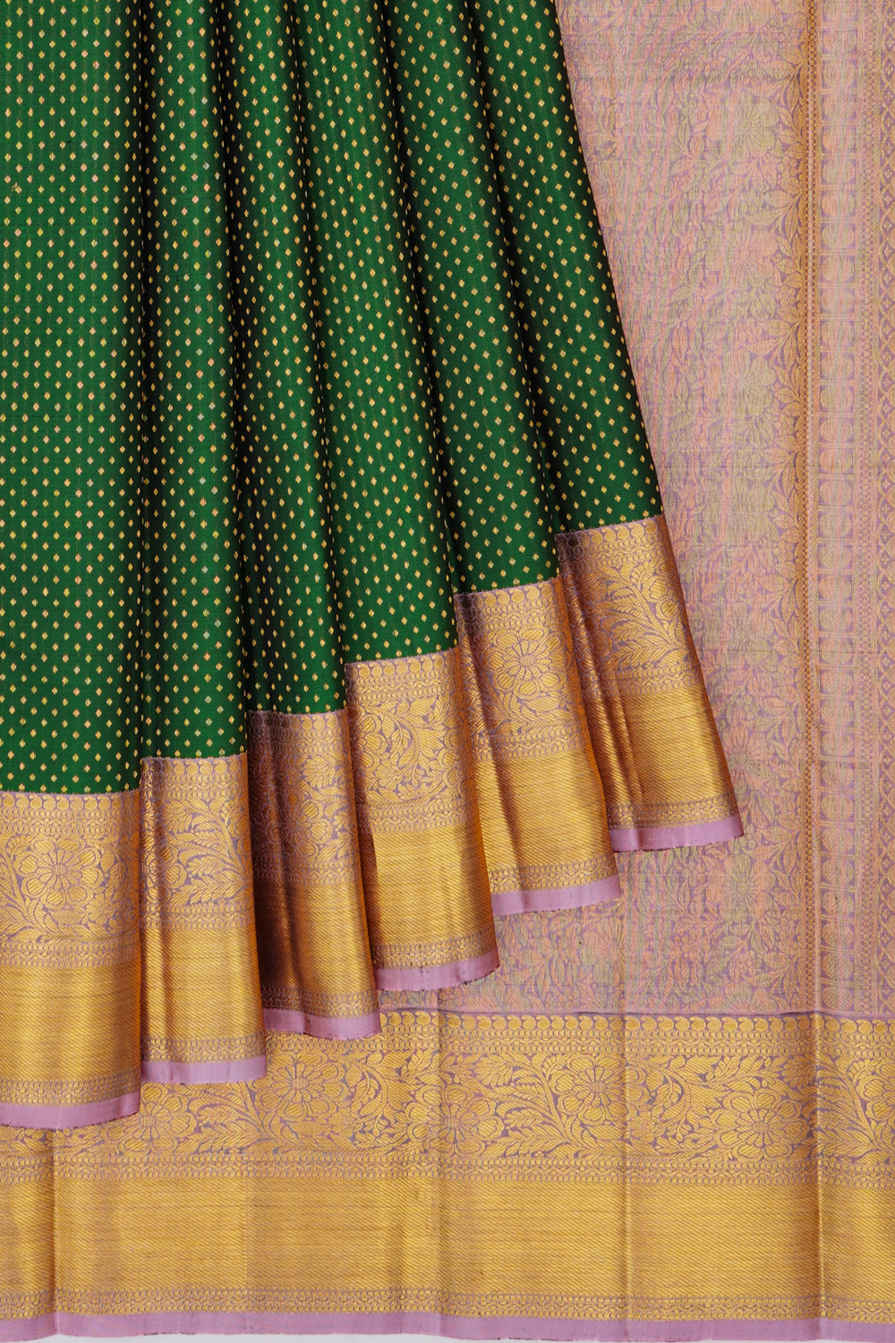 Kanchipuram Silk Brocade Dark Green Saree