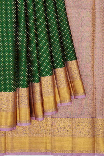 Kanchipuram Silk Brocade Dark Green Saree