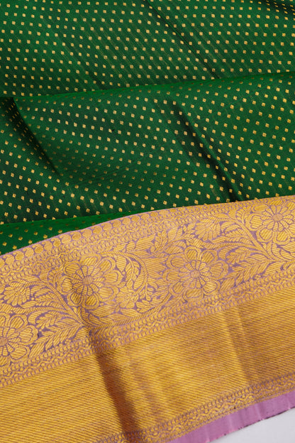 Kanchipuram Silk Brocade Dark Green Saree