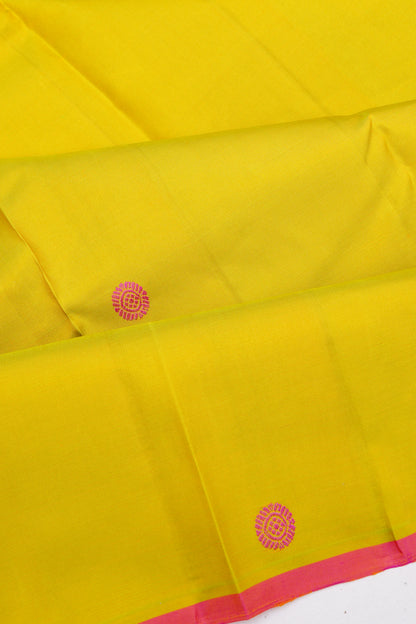Kanchipuram Silk Resham Butta Yellow Saree