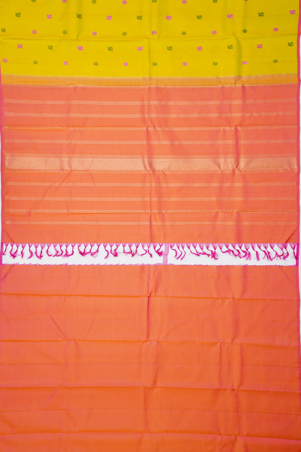 Kanchipuram Silk Resham Butta Yellow Saree