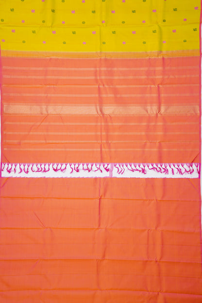 Kanchipuram Silk Resham Butta Yellow Saree