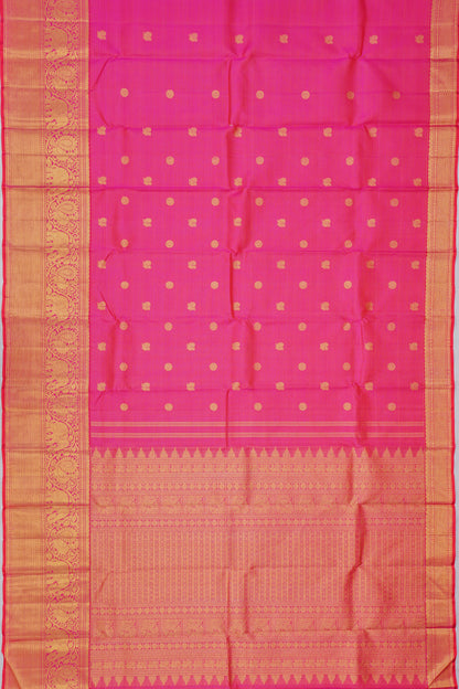 Kanchipuram Silk Oosi Lines And Butta Pink Saree