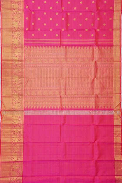 Kanchipuram Silk Oosi Lines And Butta Pink Saree