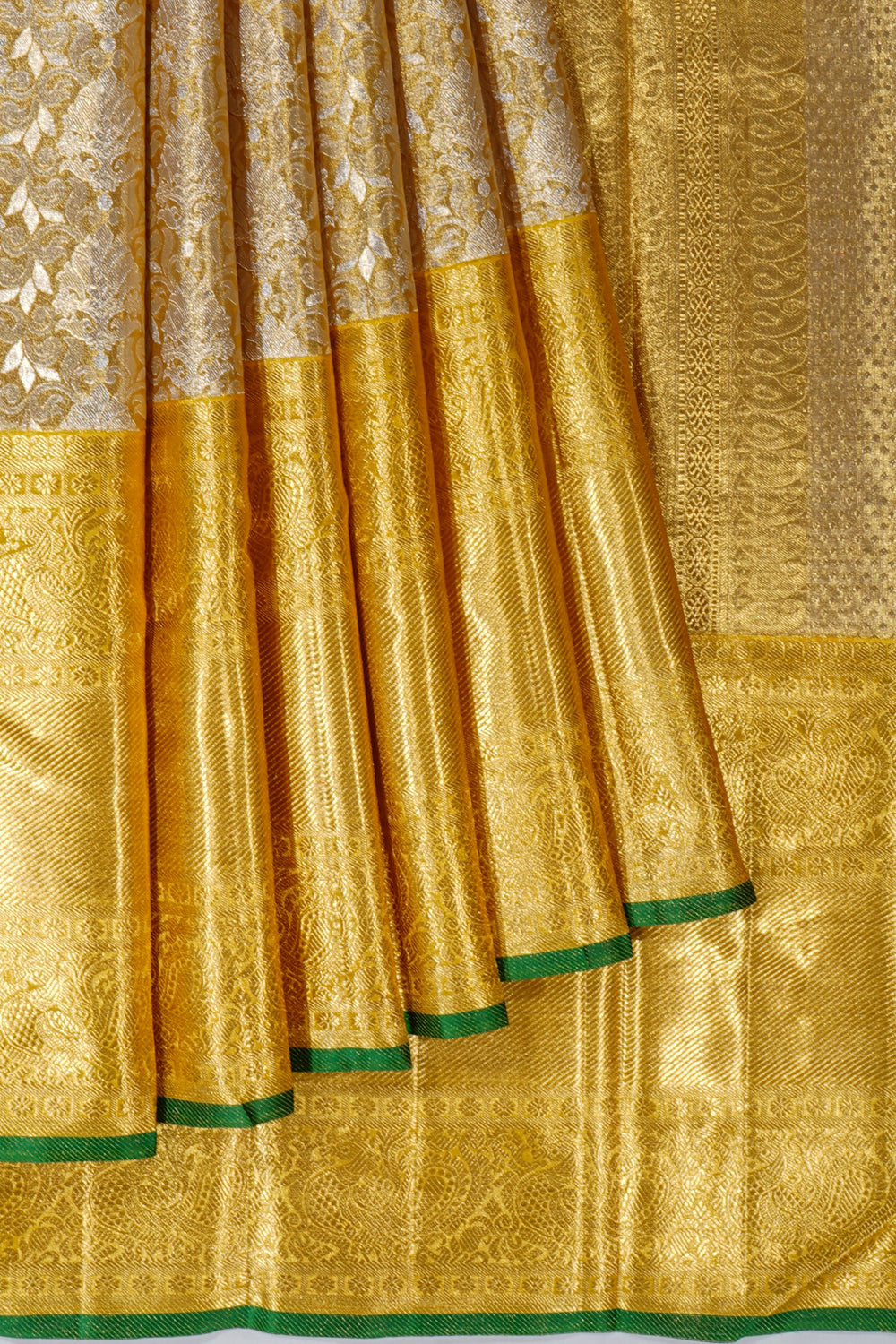 Kanchipuram Silk Tissue Jaal Gold Saree