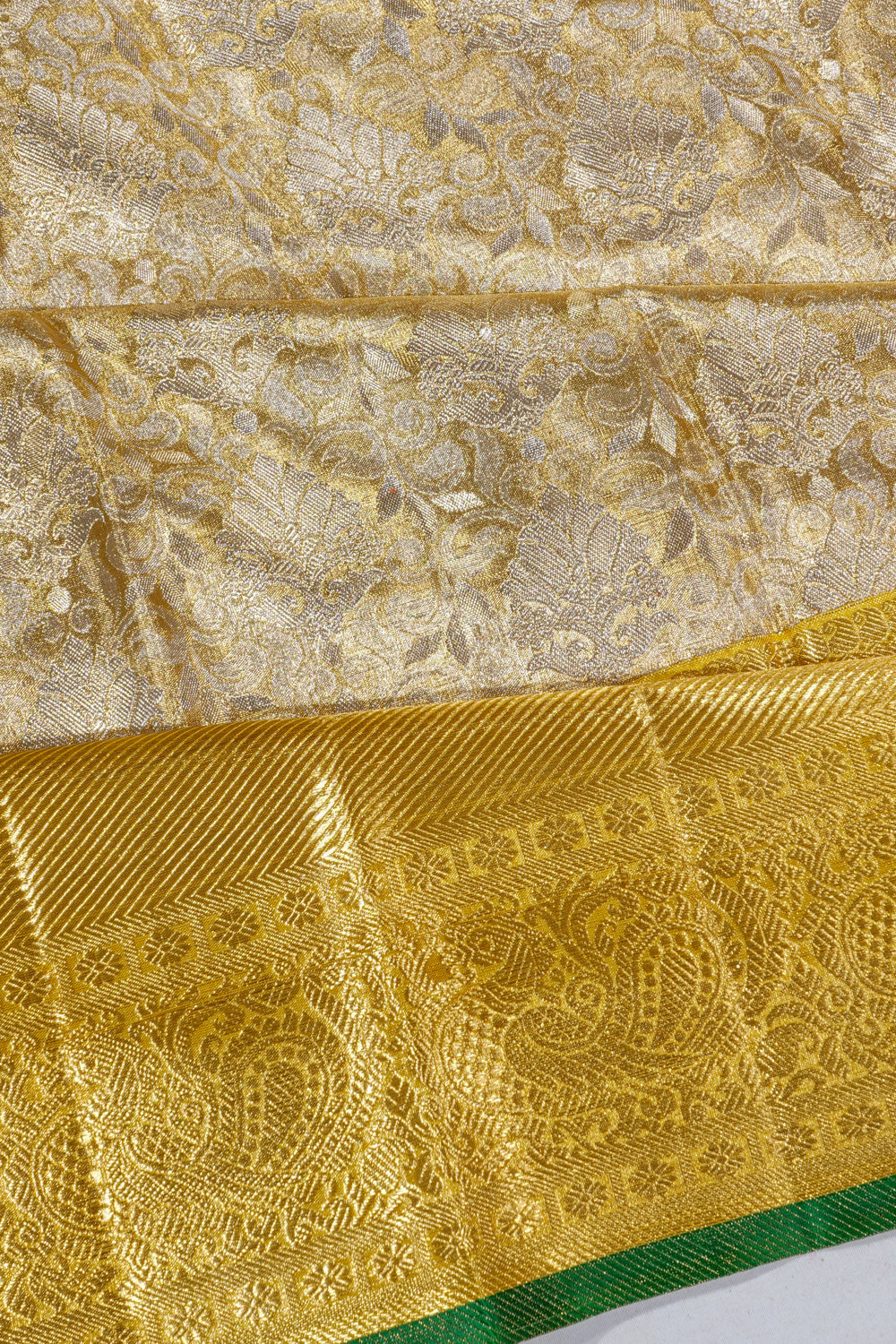 Kanchipuram Silk Tissue Jaal Gold Saree