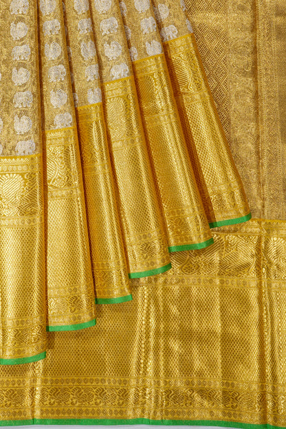 Kanchipuram Silk Tissue Brocade Gold Saree