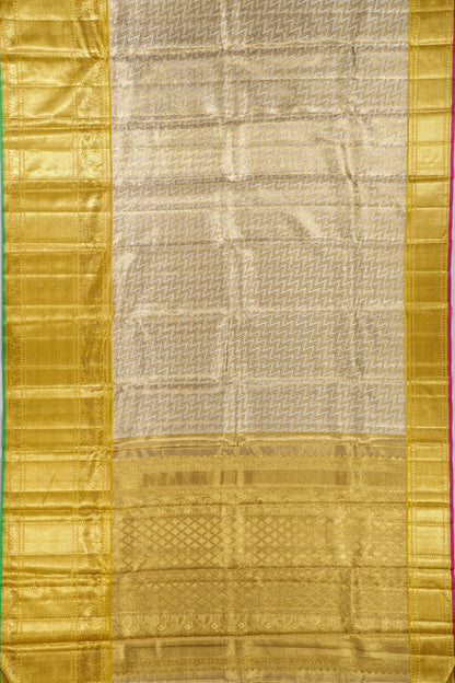 Kanchipuram Silk Tissue Leheriya Gold Saree