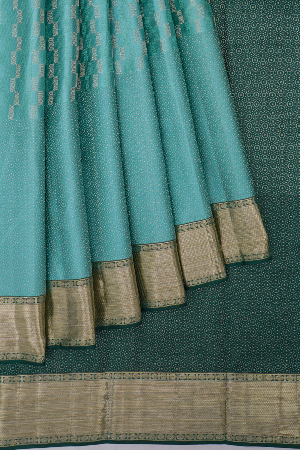 Kanchipuram Silk Brocade Sea Blue Saree