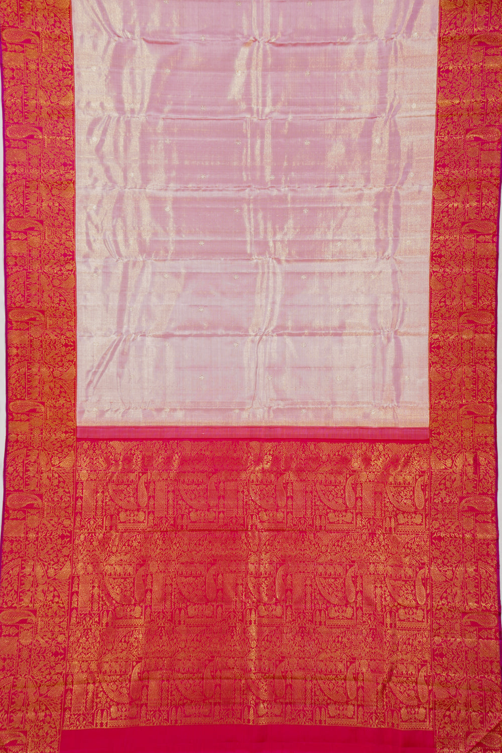 Kanchipuram Silk Baby Pink Tissue And Butta Saree