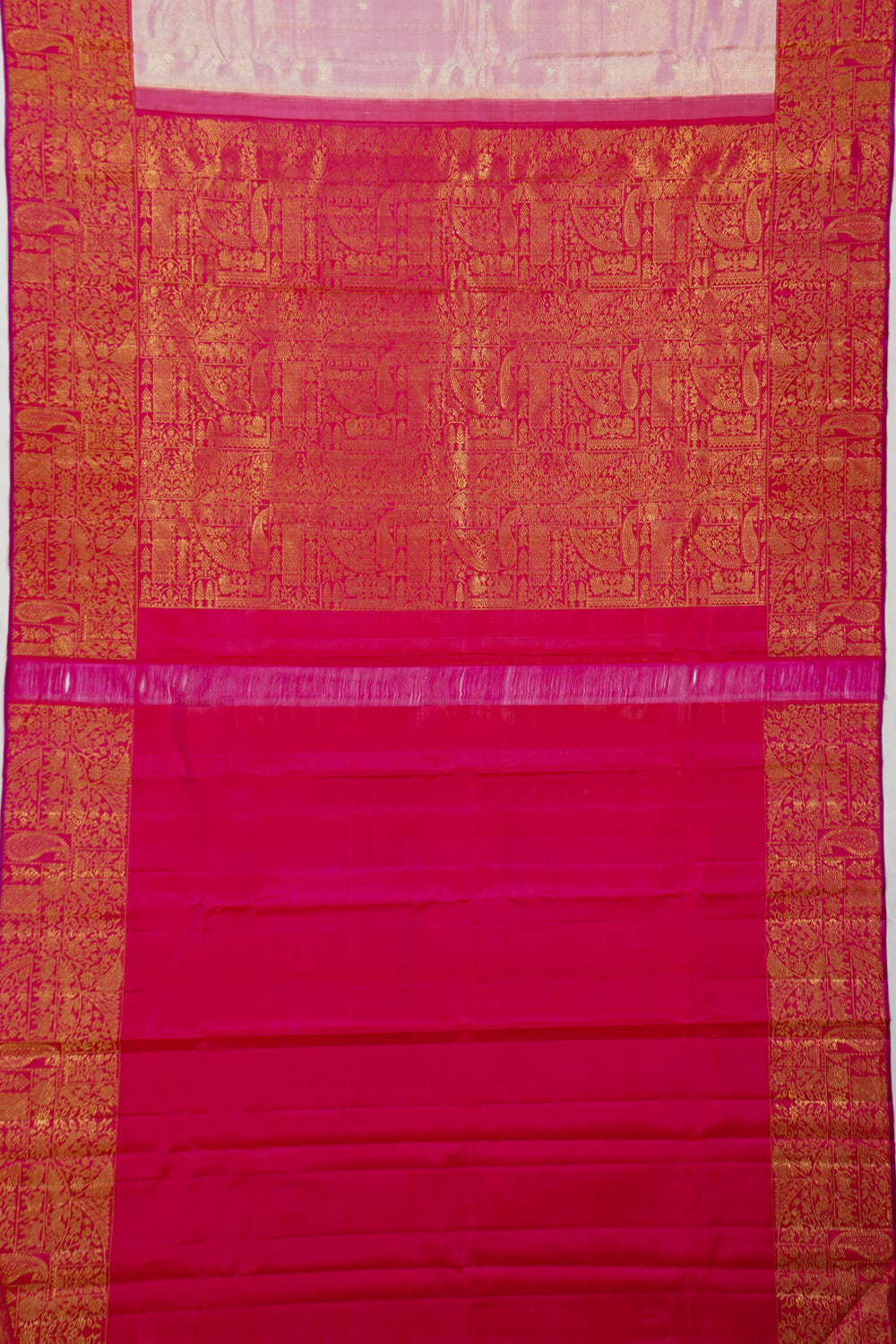 Kanchipuram Silk Baby Pink Tissue And Butta Saree