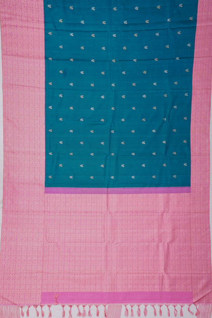 Kanchipuram Silk Brocade Peacock Blue Saree