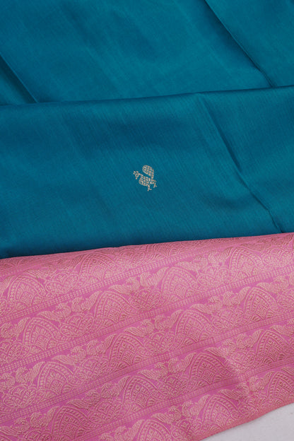 Kanchipuram Silk Brocade Peacock Blue Saree