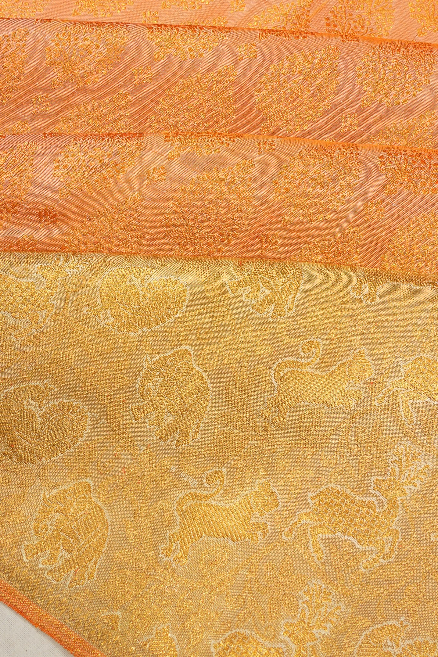 Kanchipuram Silk Brocade Peach Saree