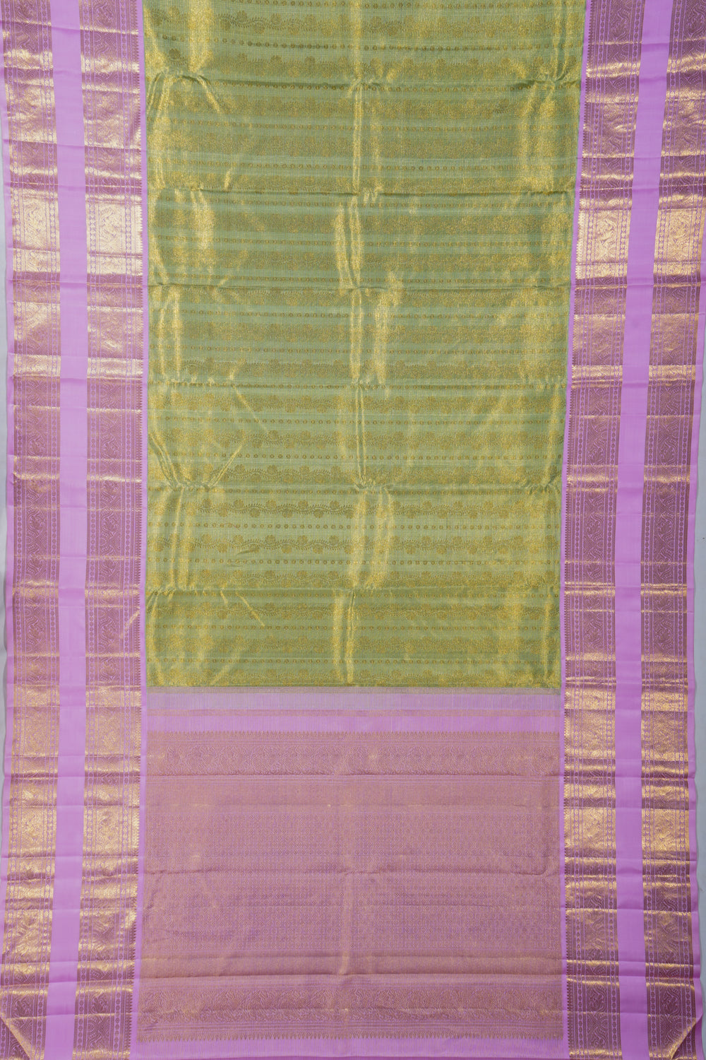 Kanchipuram Silk Tissue Brocade Pastel Green Saree