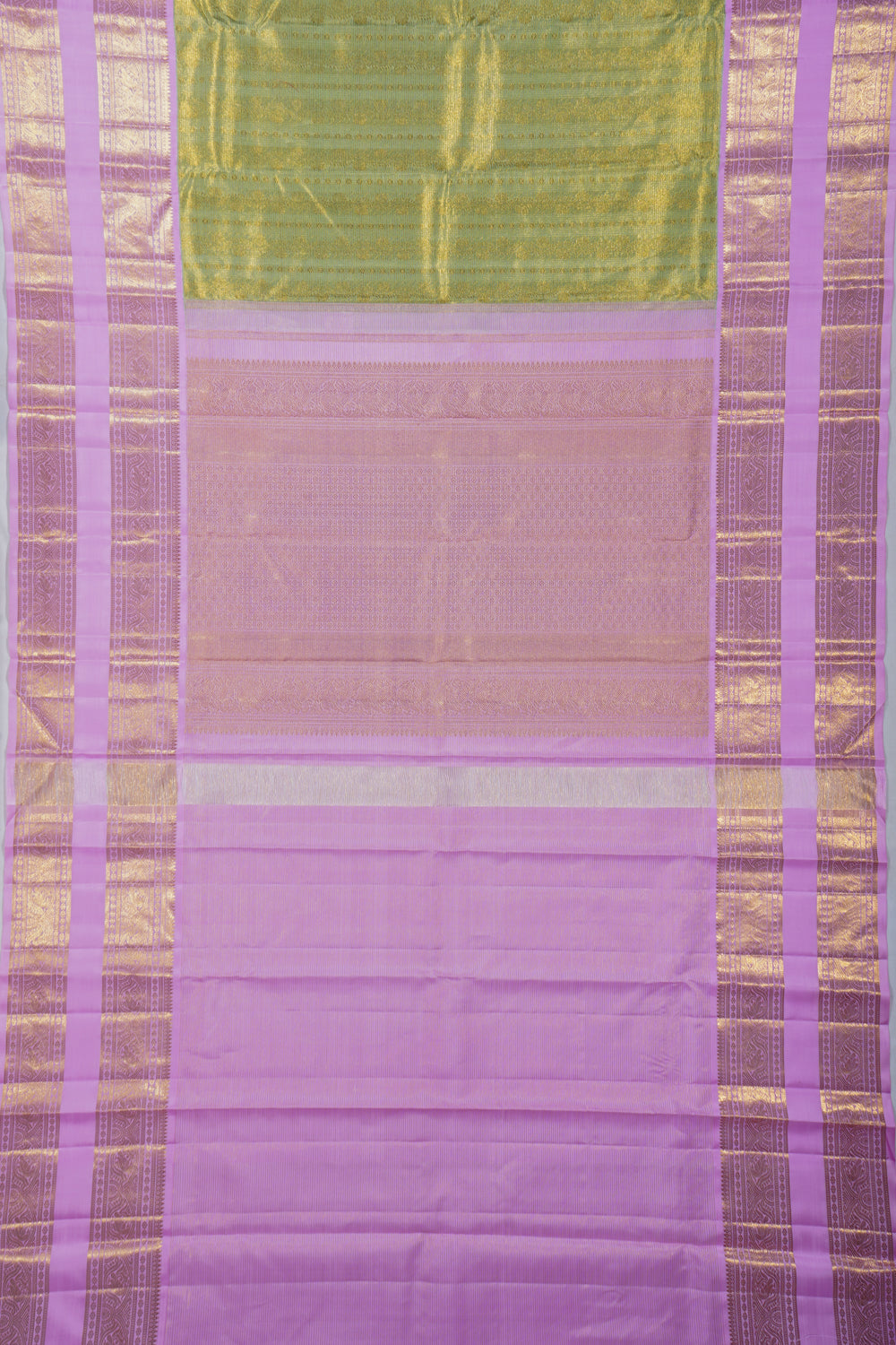Kanchipuram Silk Tissue Brocade Pastel Green Saree