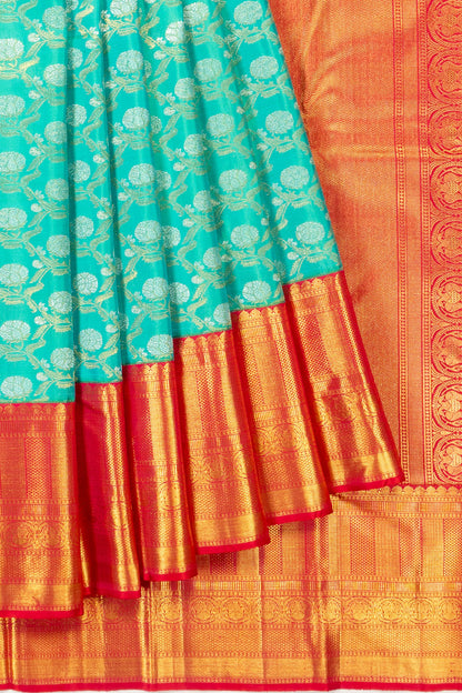 Kanchipuram Silk Jaal Blue Saree