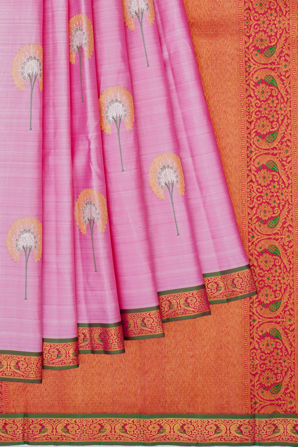 Kanchipuram Silk Butta Lavender Saree With Very Small Border