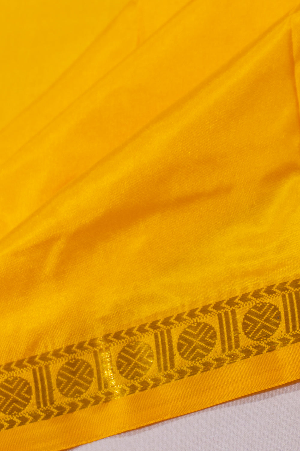 Kanchipuram Silk Plain Yellow Dhoti With Kanduva