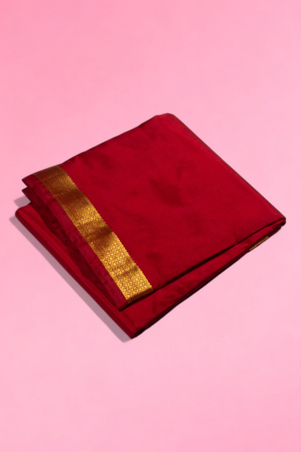 Kanchipuram Silk Plain Maroon Dhoti With Kanduva