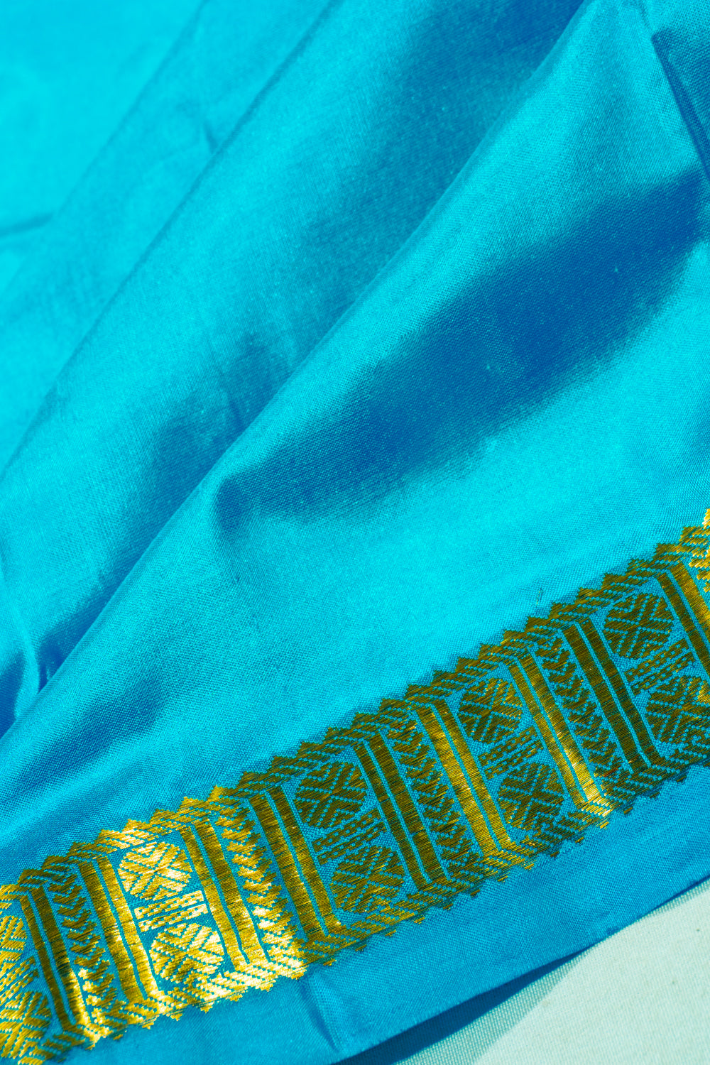 Kanchipuram Silk Plain Sky Blue Dhoti With Kanduva