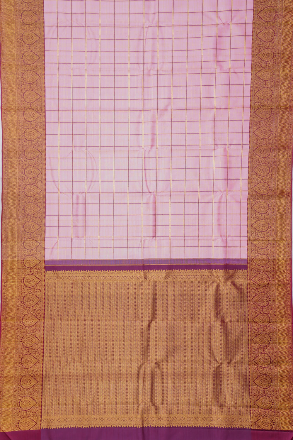 Kanchipuram Silk Checks Baby Pink Saree
