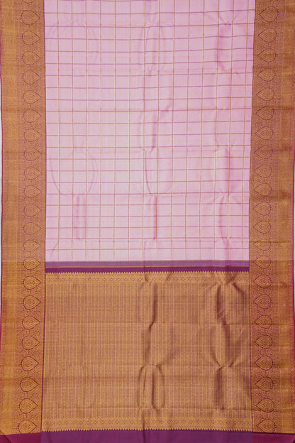 Kanchipuram Silk Checks Baby Pink Saree