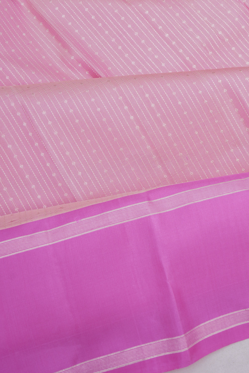 Kanchipuram Silk Lines Pink Saree Rettai Border