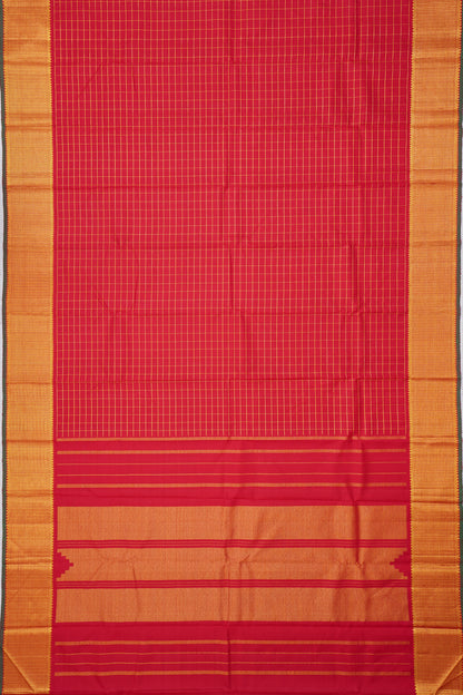 Kanchipuram Silk Checks Red Saree