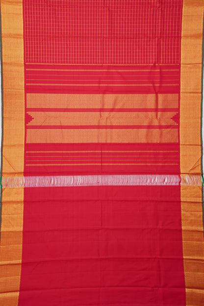 Kanchipuram Silk Checks Red Saree