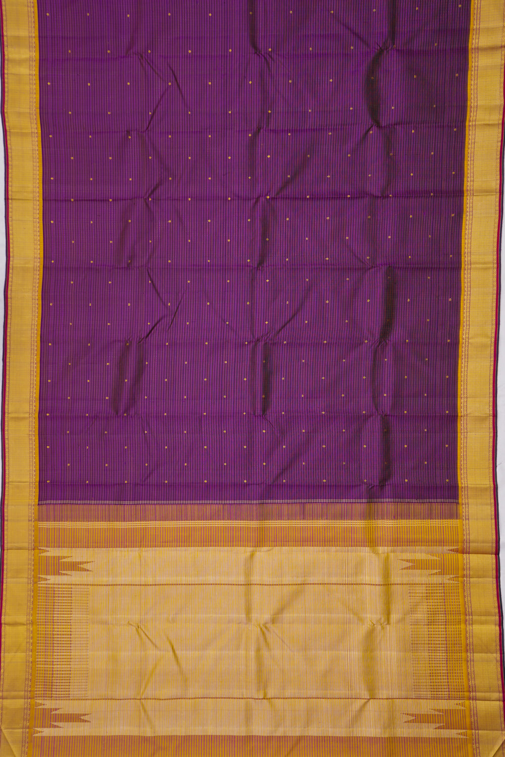 Kanchipuram Silk Oosi Lines And Butta Purple Saree