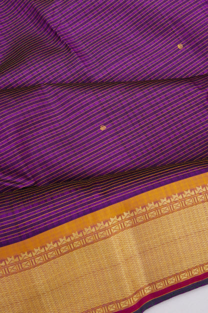 Kanchipuram Silk Oosi Lines And Butta Purple Saree