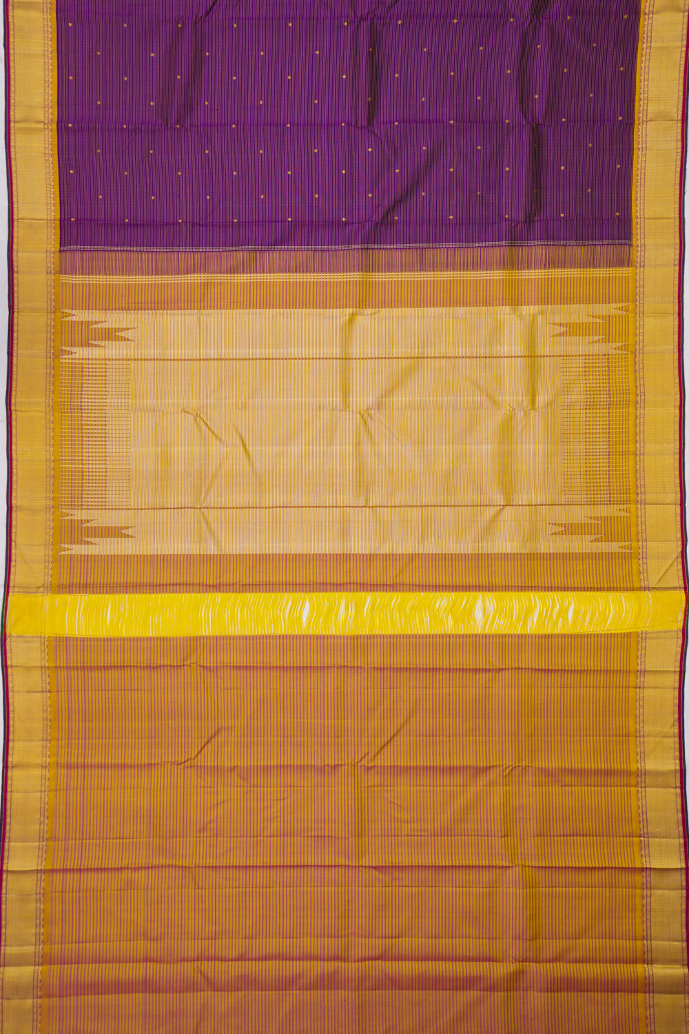 Kanchipuram Silk Oosi Lines And Butta Purple Saree