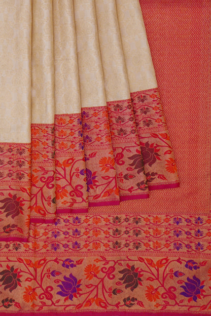 Kanchipuram Silk Brocade White Saree