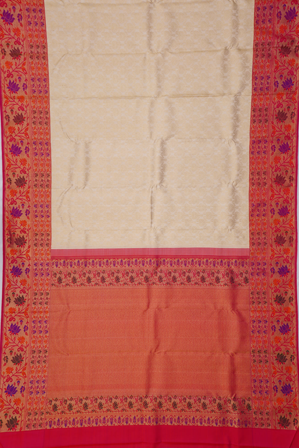 Kanchipuram Silk Brocade White Saree